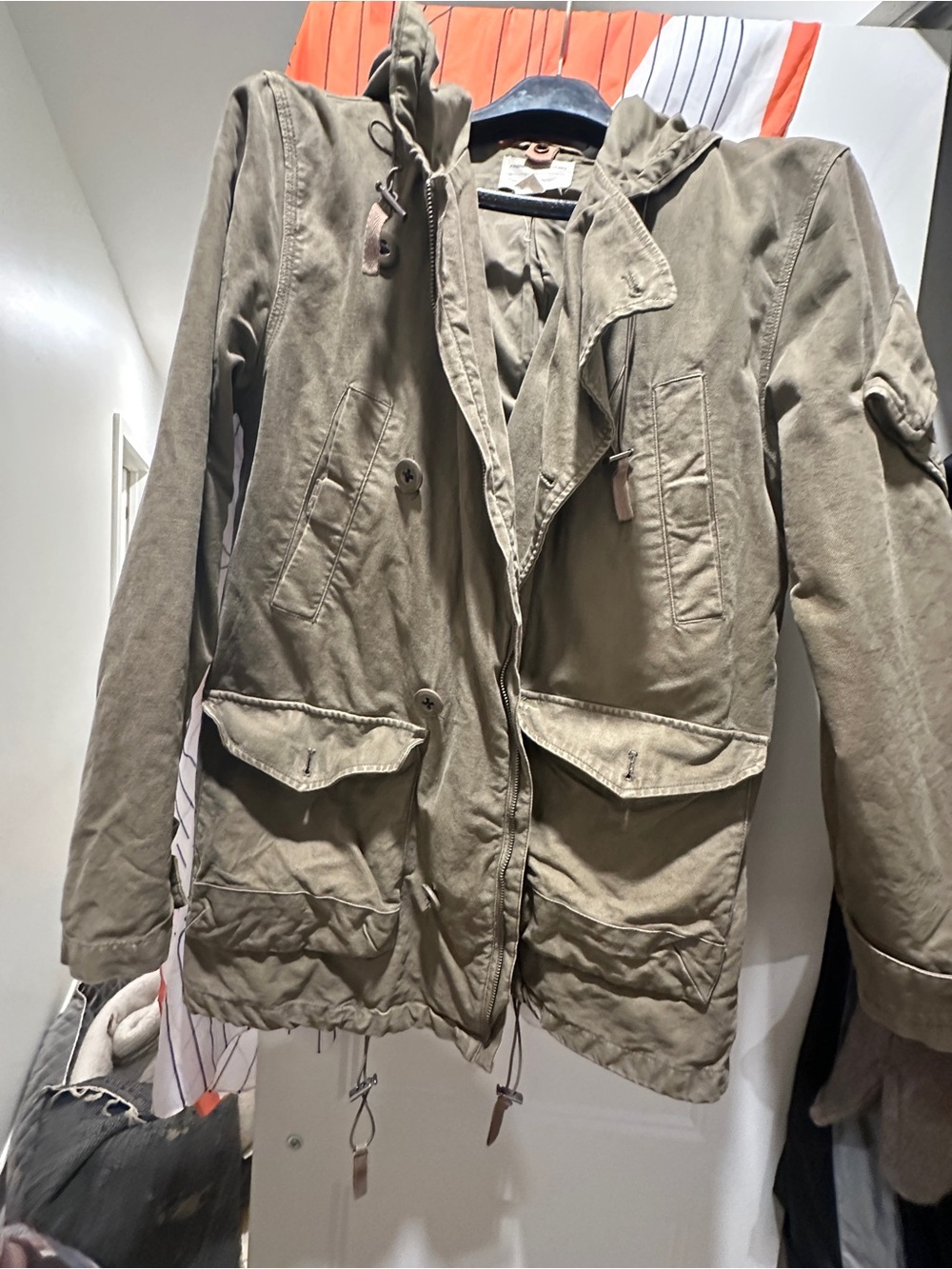 French Connection Olive Utility Jacket with Snap Tab